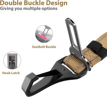 Автомобільний поводок для собак IOKHEIRA, регульований, з універсальним з'єднувачем та фіксатором (оливковий)