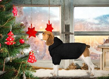 Теплий пуловер для собак середнього розміру, чорний, з капюшоном, розмір M