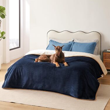 Водонепроникний плед для собак великих порід Lesure - 274x218 см, водонепроникний, миючий, флісовий, для дивана, Navyblau (XXXXL)
