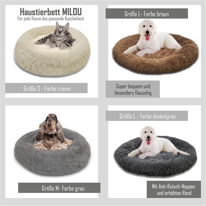 Крісло-лежанка для собак та котів MEDISAFETY Milou, м'яке, кругле, 70 см, бежеве