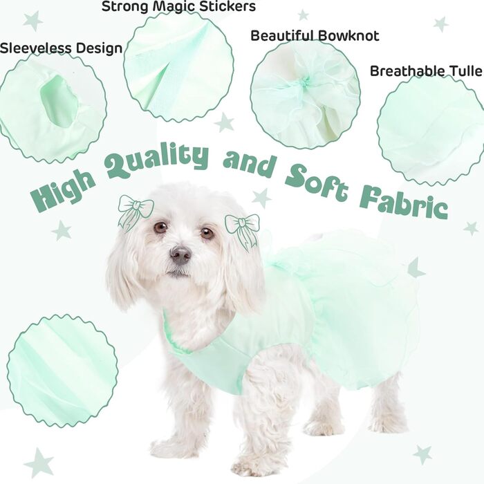 Сукня для собак на весілля: розкішний плаття для цуценят, літнє вбрання принцеси, сукня з бантиком для маленьких дівчаток (XL, Зелений)