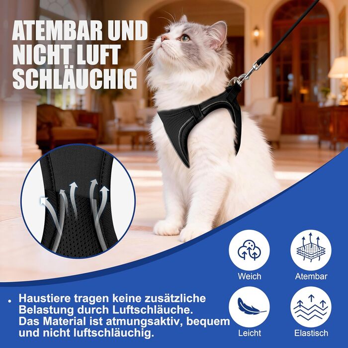 Нашийник та поводок для собак маленьких порід, регульовані, з поглинанням ривка, світловідбиваючі, для цуценят та котів, дихаюча м'яка сітчаста куртка для прогулянок, бігу, тренувань (Бордовий S) S (Обіх: 28-37см, Груди: 39-47см) (Чорний, XXS (Обіх: 24-31