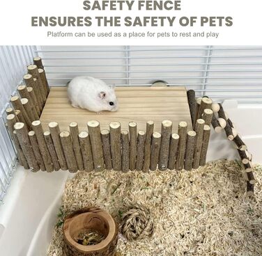 Платформа для хом'яків HERCHR з дерева, мостик, іграшка для гризунів з огорожею, підходить для цукрових поссумов та золотих ведмедиків