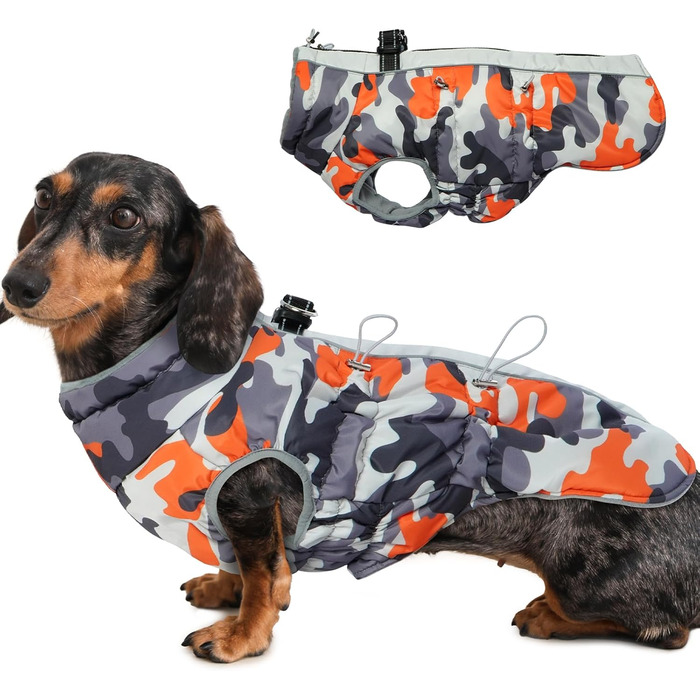 Теплий зимовий пуховик для собак, курточка для маленьких собак, апельсинова, розмір M, з кільцем для повідка