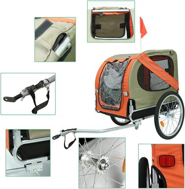 Фahrрадіовелосипедний причіп для собак, складаний, Oxford Tuch, з відбивачами, 73x137x90 см, до 40 кг, червоно-чорний A (Оранжевий A)