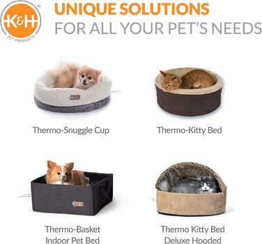Електричне лежанка-печера для котів K&H Pet Products, сіра з геометричним візерунком, 43,2x38,1x33 см