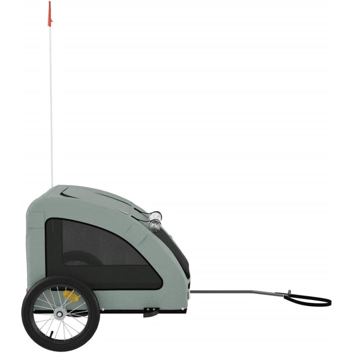 Фургон для собак VidaXL - сірий, 45 кг, з прапором та відбивачами, 125 x 63 x 66 см