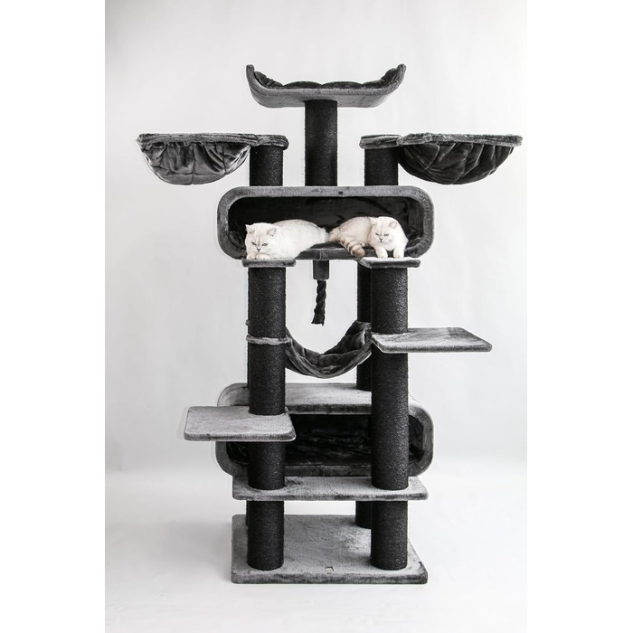 Дряпальня для котів Petrebels Maine Coon XXL, 210 см, з сизалю, чорного кольору