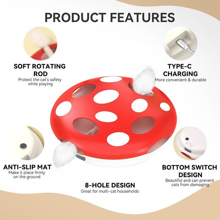 Інтерактивна іграшка для котів Namsan з інфрачервоним сенсором, USB-C зарядка, тиха, електрична - зелений (червоний)