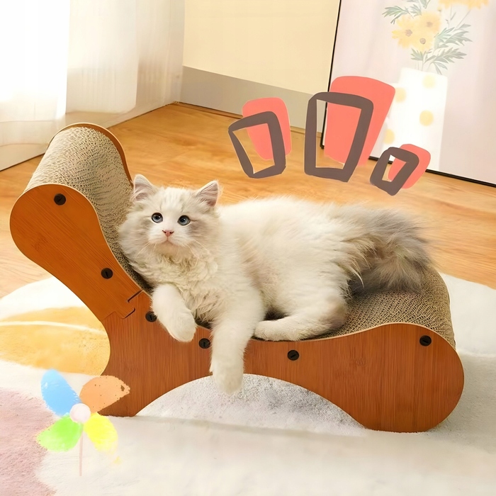 Низька картонна дряпалка для великих котів, коричнева, до 60 см