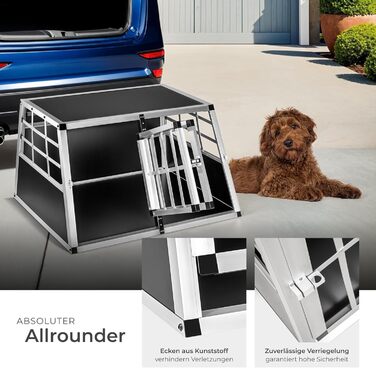 Транспортна переноска для собак tectake® - подвійна, алюмінієва, 89x69x50 см. Підходить для авто та дому.