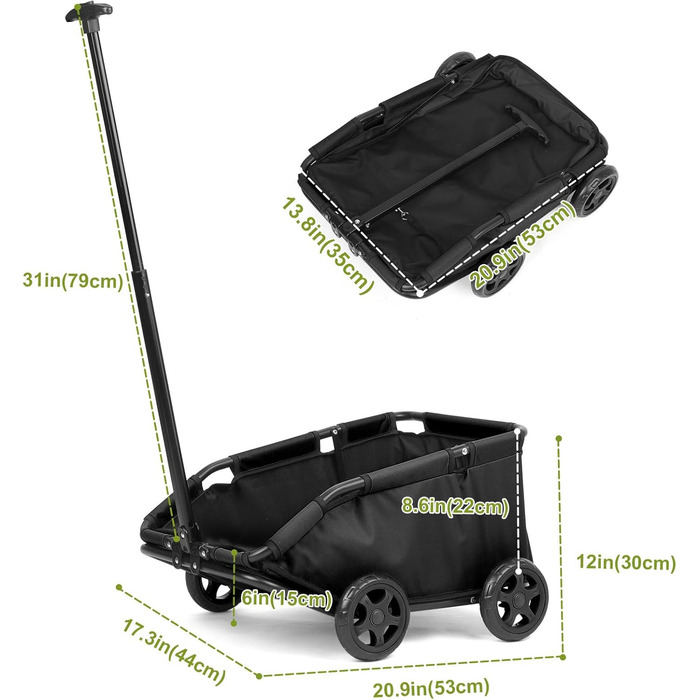 Міні-візок для маленьких домашніх тварин, складний багатофункціональний візок для покупок з висувним ручкою, для прогулянок на вулиці, з вбудованим матрацом та страхувальним тросом, з кишенькою для зберігання (Чорний)