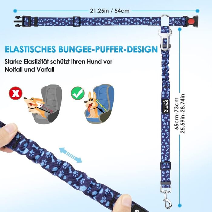 Регульований автогурт для собак SlowTon 2 шт. з кріпленням на підголівник, безпечний, світловідбиваючий, універсальний