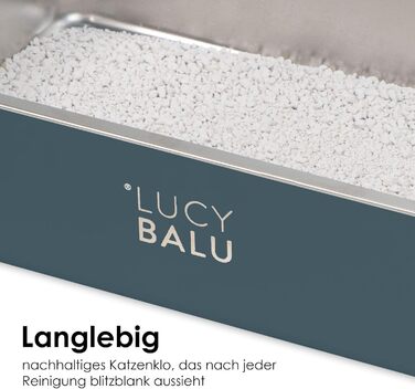 LucyBalu® велика котяча туалетна коробка з нержавіючої сталі, без запаху, відкрита зверху, антрацит