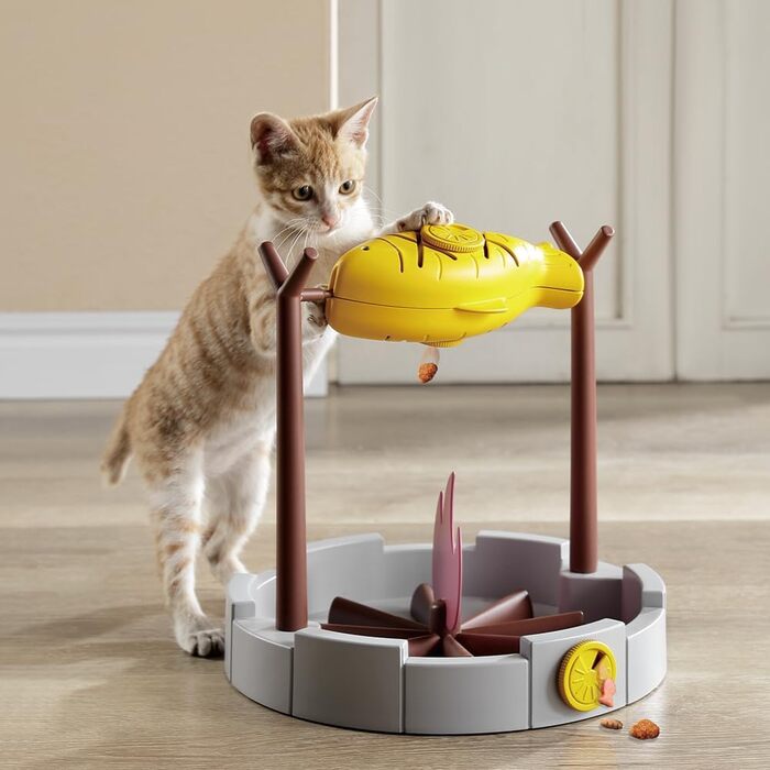 PetPals дозатор для котячих ласощів та сухого корму, інтерактивна миска-іграшка для повільного годування, для снеків з риби, 27,9 см