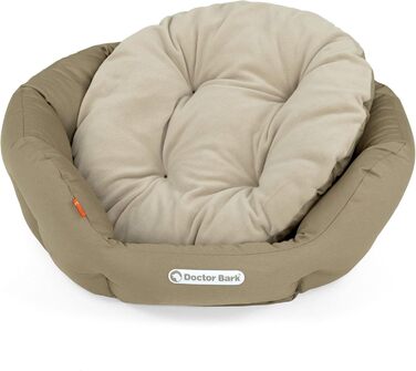 Кругле ліжко для собак Doctor Bark - м'яке, ортопедичне, для середніх собак, 50x40 см, Made in Germany (Королівський блакитний, Золотисто-коричневий)