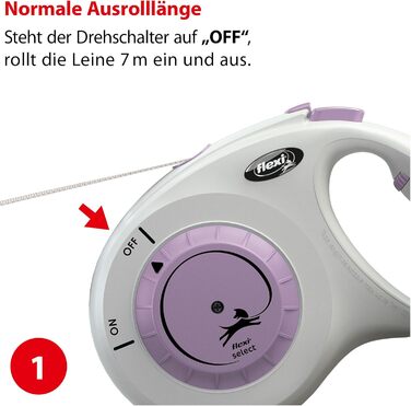 Flexi® Select Gurt: рулетка для собак до 25 кг, 7 м, сіро-фіолетовий колір, регулювання 0-7 м