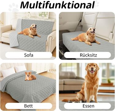 Водонепроникний килимок для собак Homaxy, 130x100 см, сірий+світло-сірий, для дому та на вулицю, миючий, двосторонній