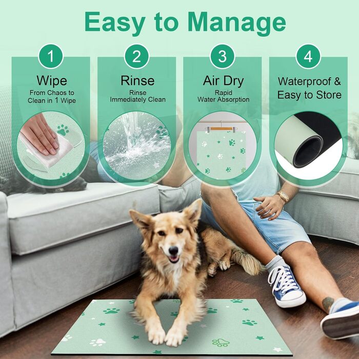 Килимок під миску для собак Bleswin, 30x50 см, водопоглинаючий, антиковзкий, коричневий