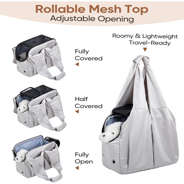 Сумка-переноска для собак, котів та цуценят – м'які боки, подорожі, 6.8 кг, сіра