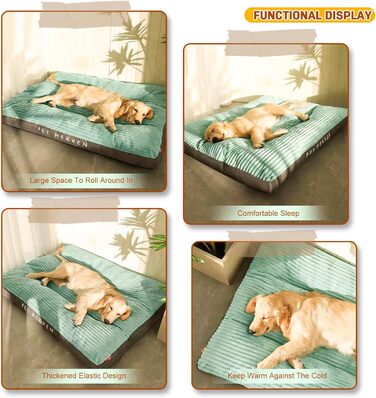 Килимок для собак Petcute великих та середніх порід, м'який, знімний, дихаючий, з неслизьким дном, зелений