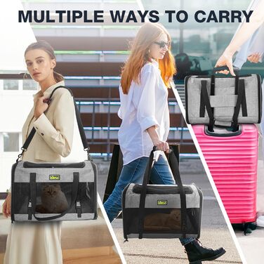 Транспортувальна сумка для тварин, схвалена TSA, сіра, 43.2 x 27.9 x 24.1 см, для котів та собак до 5.4 кг, з туалетом для котів