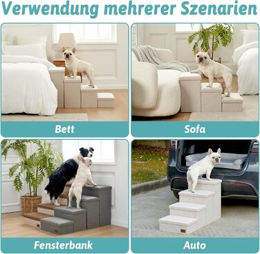 Сходинки для собак маленьких порід зі зберіганням, широкі, складані для ліжка та дивана, з неслизьким покриттям, водонепроникні (3x97x56 см), 3x97x56 см (бежевий, 4, 43x97x56 см)