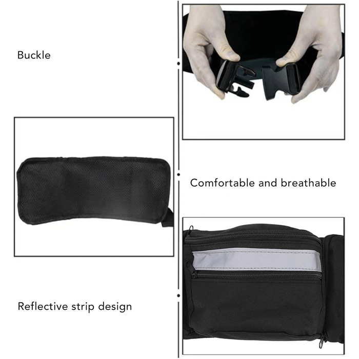 Сумка для корму для собак, поясна сумка, бананка для тренувань, чорна, поліестер, з кишенями для ласощів