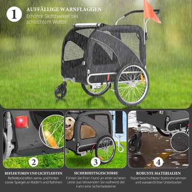 Трансформер для собак XL: велосипедний та візочок 2-в-1, до 40 кг, сірий