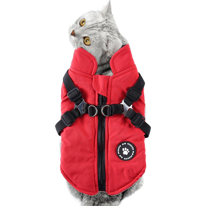 Зимовий теплий водонепроникний двосторонній одяг для собак (S), червоний бавовняний костюм