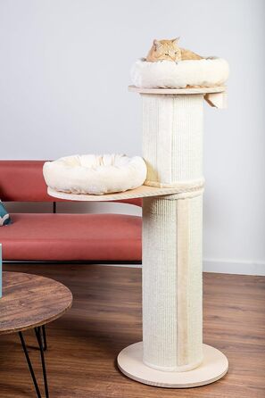 Крізьова колона Natural Paradise Jasmine з кріпленням до стіни | 136 см, кремовий колір | Дряпалка для котів