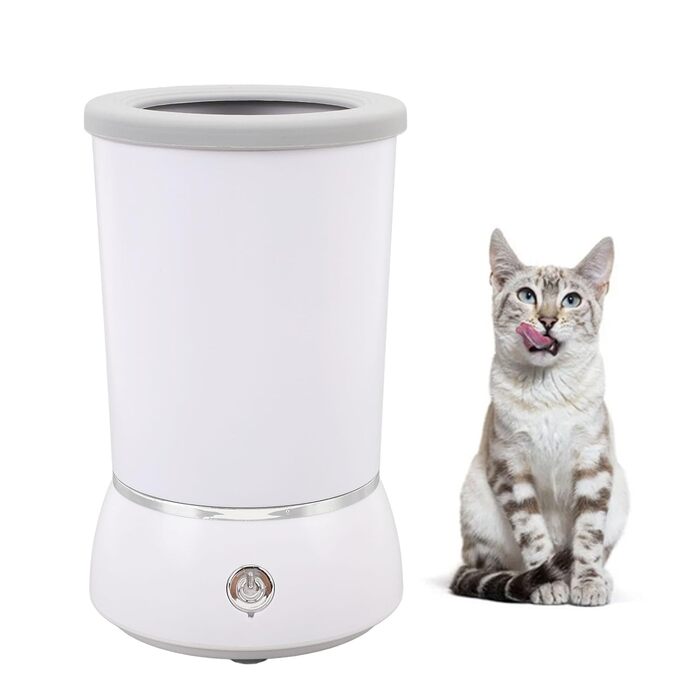 Автоматичний очисник лап для собак, портативний мийник лап для домашніх тварин з 2 швидкостями, м'які силіконові щетинки, перезаряджається, вбудований акумулятор 800 mAh, білий