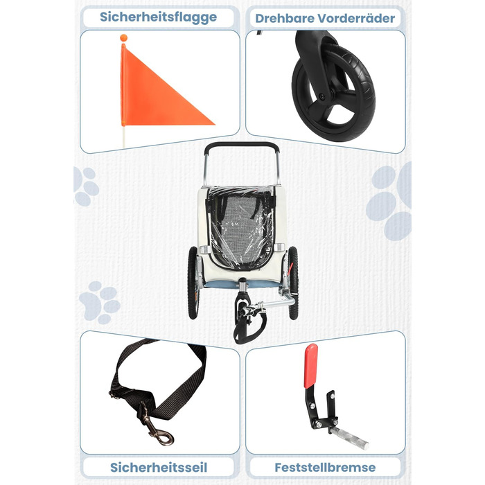 Причеп для собак SEPNINE® 2-в-1 для велосипеда та джоггінгу, блакитний (до 30 кг)