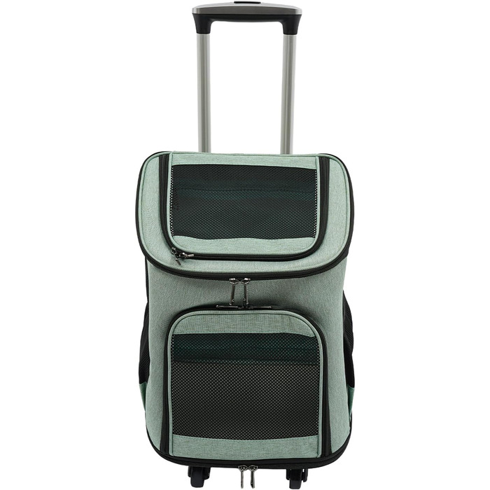 Сумка-рюкзак для собак і котів Soudesileim 2-в-1 з візком, до 9 кг, зелена