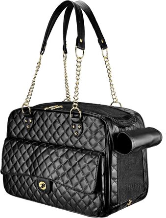 Сумка для собак NewEle: стильна переноска для маленьких собак, до 5.4 кг, PU-шкіра, для подорожей, чорна, маленька