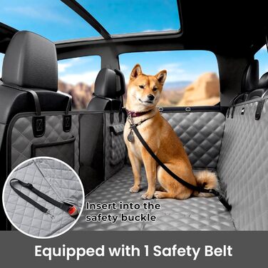 Плед для собак у машину Pecute з жорсткою основою, 133*62 см, сірий XL. Водонепроникний, антикігтунний, 3-в-1 (розширення сидіння, чохол, сітка). Підходить для великих SUV/LKW, до 150 кг.