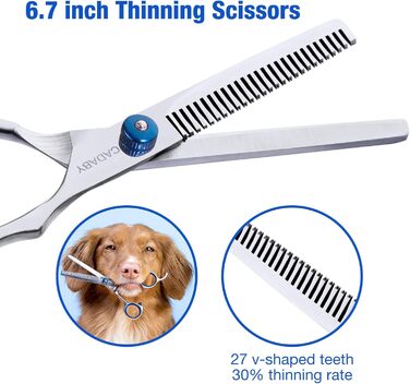 Набір професійних ножиць для грумінгу собак 5-в-1, з безпечними закругленими кінцями, 4CR нержавіюча сталь, для собак та котів, блакитний