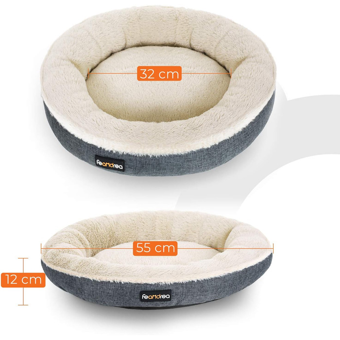 Кругле ліжко для собак та котів Feandrea, Ø 55 см, темно-сірий, 55 x 55 x 12 см