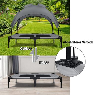 Лежанка для собак з дахом, піднята лежанка для собак, собаче ліжко, диван для собак, місце для сну для великих собак до 50 кг, для використання в приміщенні та на вулиці (92x76x92 см, L)