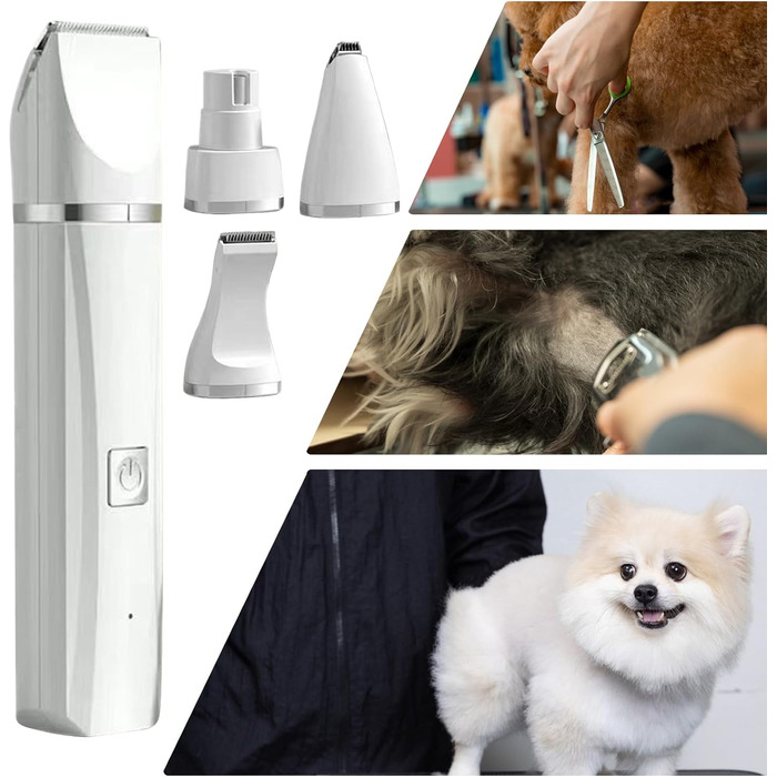 Електричний триммер для собак 4-в-1: стрижка, грумінг, догляд за кігтями та шерсті. Бездротовий, тихий, для цуценят та собак білих порід