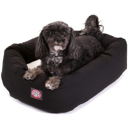 Зручне кругле лежак для собак Majestic Pet з Sherpa, бавовни та поліестеру, чорний, 61 x 46 x 18 см, розмір S, для комфортного сну та відпочинку