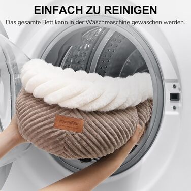 Ліжко для кота FUKUMARU, 55x55x21 см, зручне, з м'яким краєм, колір верблюжий, з неслизьким дном