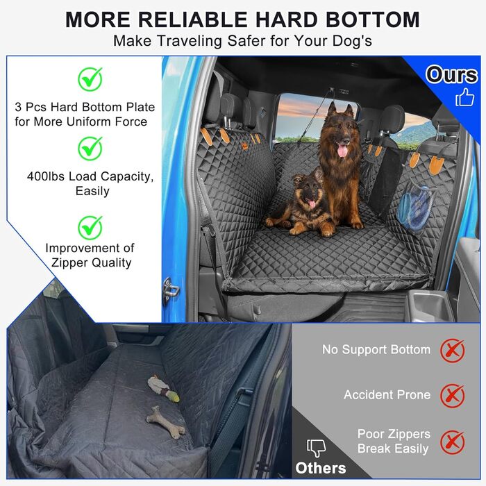 Накидка на сидіння автомобіля для собак JOEJOY, 147 x 73 см, чорна, водовідштовхувальна, захист від подряпин, з кріпленням для безпеки