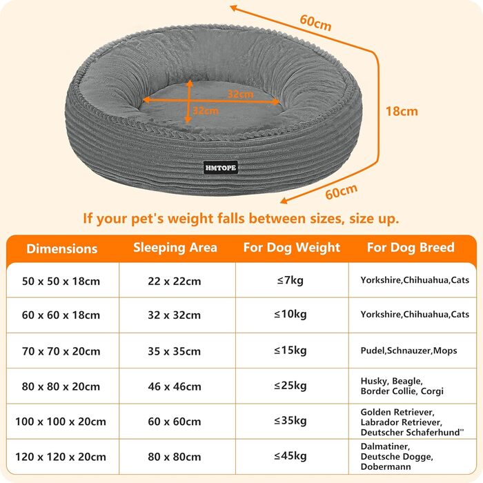 Кругле ліжко для собак середніх порід, котів. М'яке, зручне, знімний чохол, Ø 70 см, 60x60x18 см, сірий колір