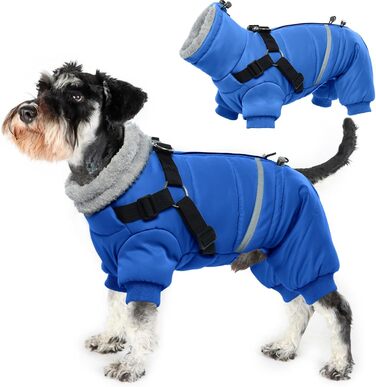 Зимовий теплий одяг для собак - куртка для маленьких собак, теплий костюм, захист від снігу, одяг для чихуахуа, бульдога (чорний, синій)