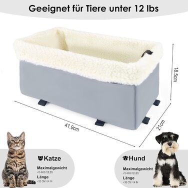 Автокрісло для собак та котів, сіре, до 5.4 кг