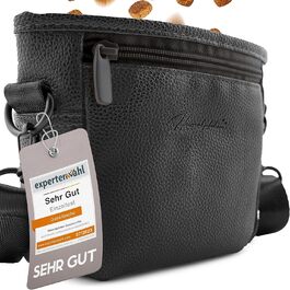 Сумка для ласощів для собак Heimatpfoten® з екошкіри, чорна, S - зручна гасiтна сумка з магнiтною застiвкою