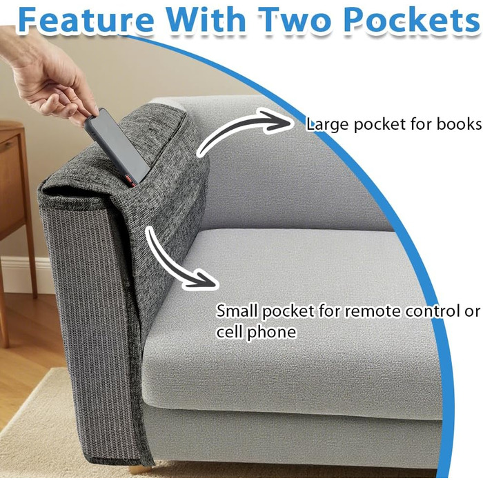 Захист для дивану від котів NATUYA - М'який мовшеневий захист меблів для котів, легко знімається, сірий колір, для правої сторони