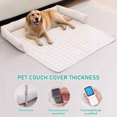 OKYUK Преміум лежанка для собак - захист дивану для тварин, ручної роботи та пральна подушка для собак, пухка підстилка для собак всіх розмірів (75 x 75 см) (90 x 90 x 10 см, Kord Бежевий)
