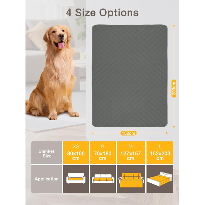 Водонепроникний килимок для собак, диванів та ліжок, захист меблів від шерсті та подряпин, для собак та котів (152x203 см)